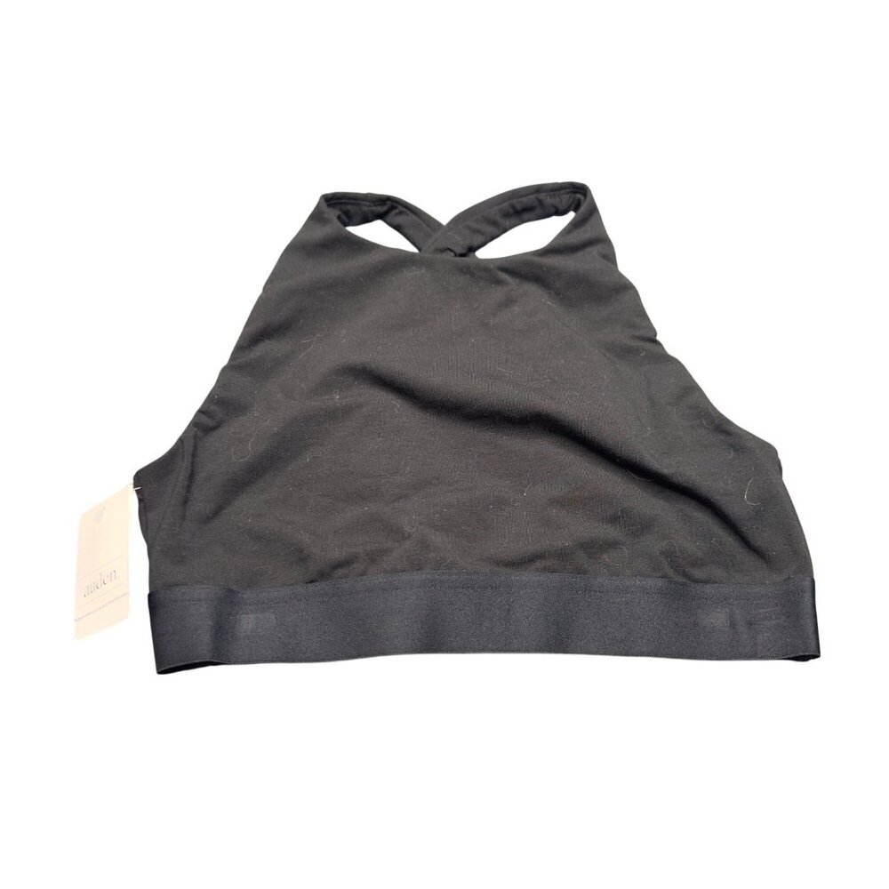 Auden Womens Size Medium Bralette Unlined Crossback Pullover Black New